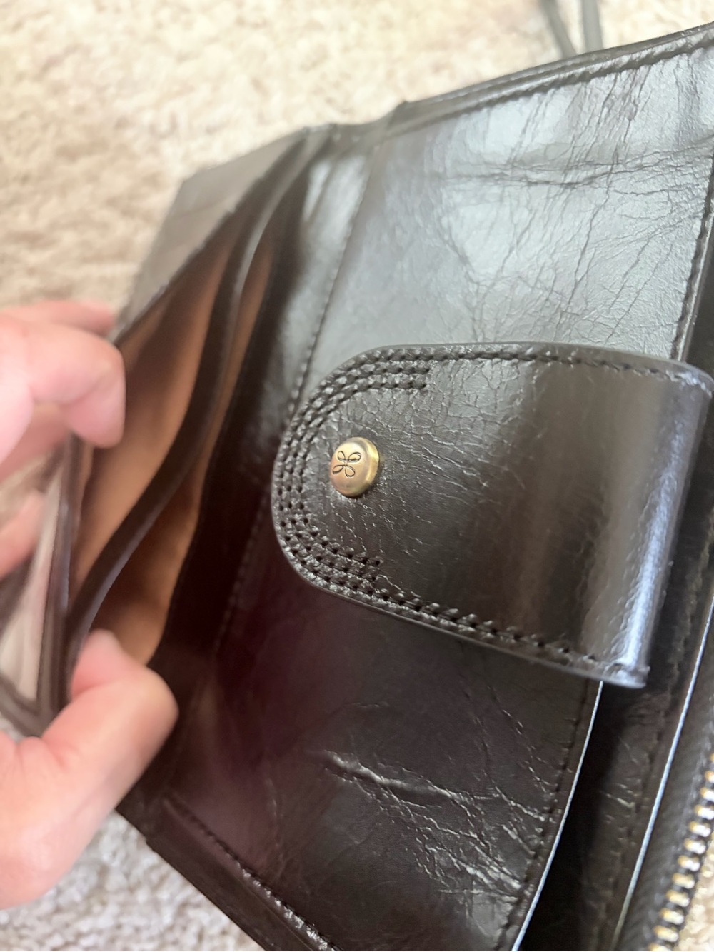 HOBO Black Leather Snap Closure Wallet - Picture 2 of 9
